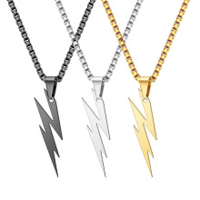 Fashion Lightning Necklace Titanium Gold Jewelry Cadenas Necklace Stainless Steel Jewelry Chain Pendant